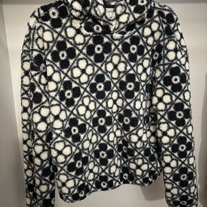 Marine Layer Black and White Patterned Hoodie Fleece